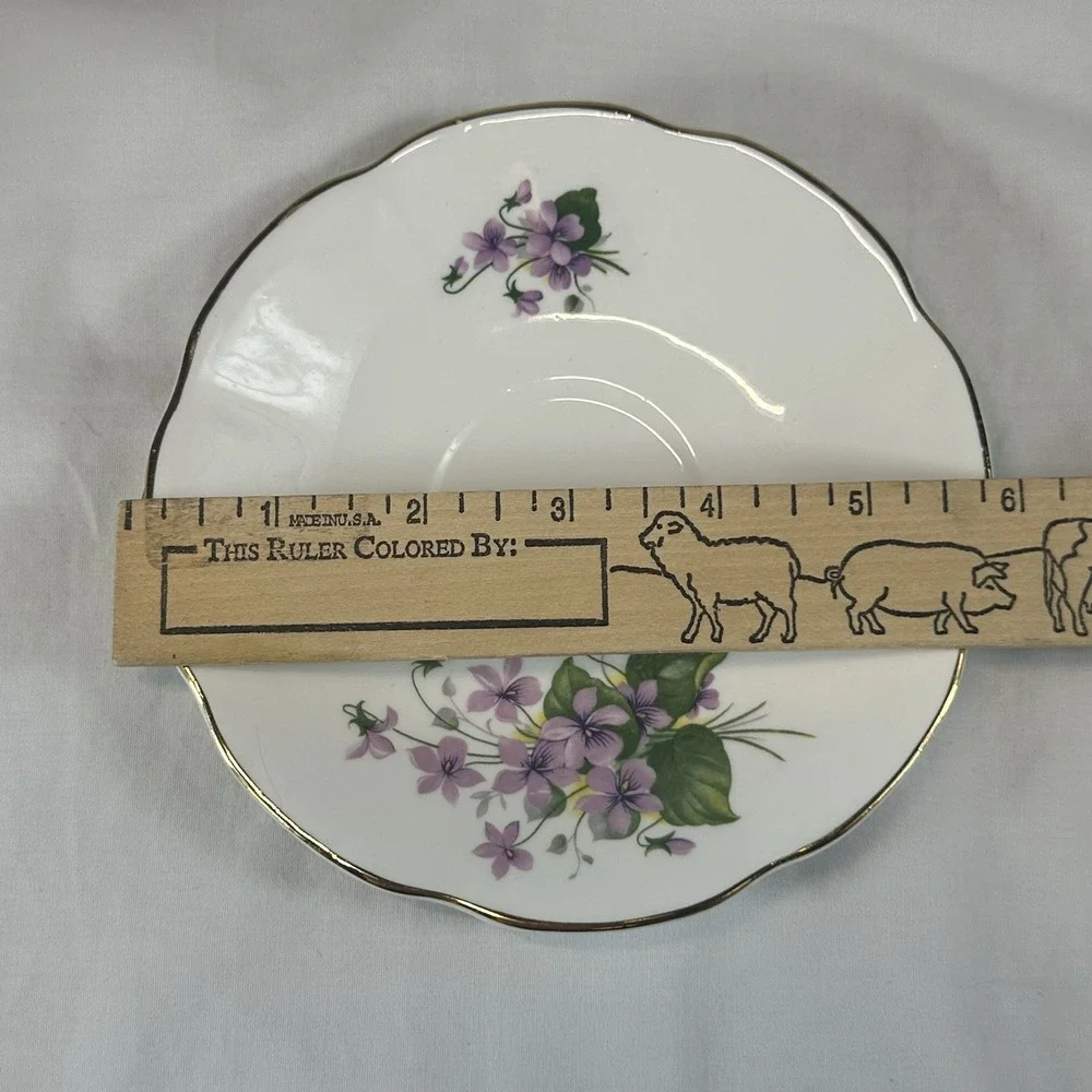 Royal Dover February Violets Teacup Saucer Bone China England Cottagecore Flower